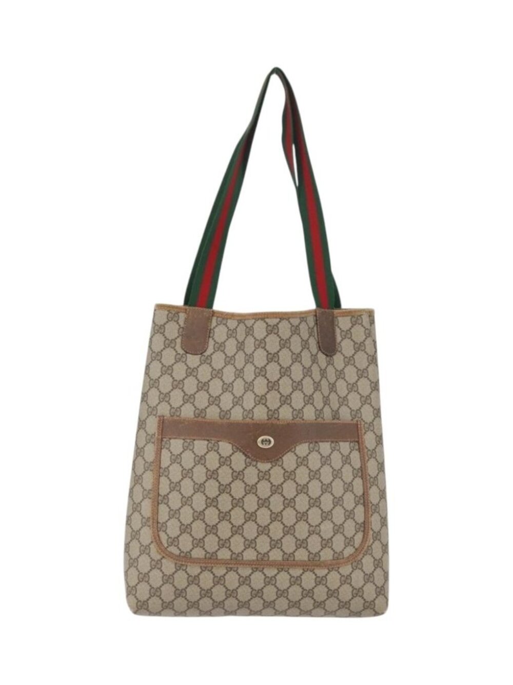 GUCCI GG Supreme Web Sherry Line Tote Bag PVC Beige 89 02 003 - Picture 2 of 16